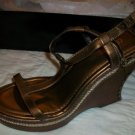 NIB C. Stuart T-Strap Bronze Wedge Sandals 9 $79 NEW
