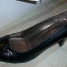 $245 NEW Attiva Italy Elegant Black Leather Heels 7 NIB