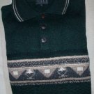 NWT Bocci Italy Texture Knit Green Polo Sweater L NEW