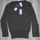 NEW Cruciani Coffee Cashmere Crystal Sweater 40 S $680