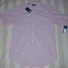 NWT Club Room Button-Down S/S Shirt Orange Plaid S NEW