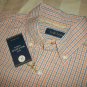 NWT Club Room Button-Down S/S Shirt Orange Plaid S NEW