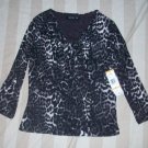 NWT Jones New York Misses Printed V-Neck Top S $69 NEW