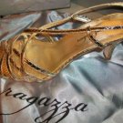Ragazza Jasmin Snake Gold Heels Shoes 7 B NEW NIB $145