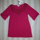 NWT SWEETEES Crochet Neck Drapey T Shirt M $110
