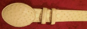 NEW Max Leather Genuine Ostrich Rich Cream Belt 30 $595