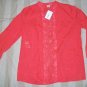 NWT Jones NY Sheer OverShirt Red Burnout Top XS NEW $79
