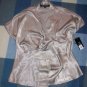 NWT Kasper Satiny Knit Top Mink Brown Shirt P $40 NEW