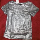 NWT Fashionista Shiny Silver Dot S/S Top S $162 NEW