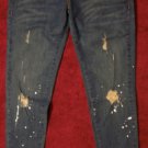 NWT Frankie B Womens Denim Blue Paint Splatter Jeans 27 32 x 32.5 $195 NEW