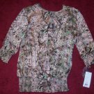 NWT Piano Darling Ruffle 1/2 Sleeve Button Blouse Top M 54 NEW