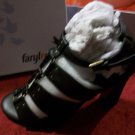 NIB Faryl Robin Strappy Janette Black Sandal Heels Antique Gold 6 $159 NEW
