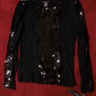 NWT 2 b. Rych Long Sleeve Black Sequin Panel Top XS NEW $180