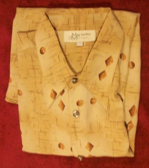 NEW Max Leather Wild Metal Button Front Long Sleeve Shirt Tan Small $175
