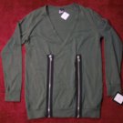 NWT LNA Men's Exposed Double Zipper Long Sleeve Cotton Cardigan M $160 NEW