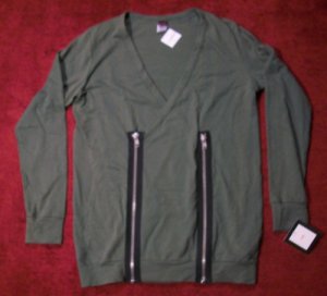 NWT LNA Men's Exposed Double Zipper Long Sleeve Cotton Cardigan M $160 NEW
