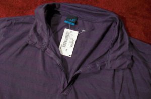 NWT SMP Super Soft Thin S/S V-neck Polo Shirt Island Wet XL $65 NEW