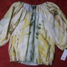 Piano Wild Half Sleeve Oversize Blouse Top Blues Elastic S NEW