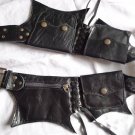 Travel Money Hipster Biker Black Leather Belt Pouch S-L