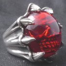 925 SILVER SKULL CLAW BLUE GLASS BIKER RING SZ 11.25