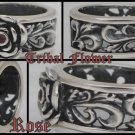 TRIBAL FLOWER ROSE BIKER LADIES SILVER BIKER RING 10.75