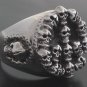 925 SILVER CROSS SUPPER SKULL BIKER KING RING sz 12