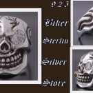 925 STERLING SILVER CRACKED SKULL BIKER RING SZ 9.25