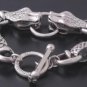925 Silver Massive Head Python Snake Biker Bracelet 9"