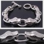925 Silver Massive Head Python Snake Biker Bracelet 9"
