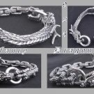 FANCY CHAIN CLAW DRAGON 925 SILVER BIKER BRACELET 8"