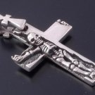 Sterling Silver Skeleton Cross Gothic Biker Pendant