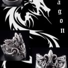 925 SILVER DRAGON CROSS GEM BIKER KING RING SZ 12.5