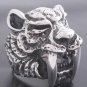 TIGER SABER TOOTH STERLING SILVER RING RED EYE sz 10