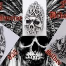SKULL WARRIOR FEATHER BIKER 925 SILVER RING US SZ 9.25