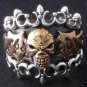925 SILVER CROWN SKULL BATWING BIKER CHOPPER US sz 9