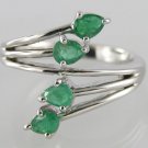 0.85 ct Emerald Sterling Silver Diamond Ring US sz 6.75