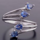 2 ct Blue Sapphire Silver Gemstone ring US sz 7.25