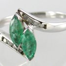 0.85 cts Green Emerald Silver Gemstone ring US sz 7.25