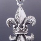 Sterling Silver Fleur Crown Maltese Cross tribal Biker