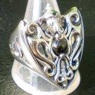 CUSTOM STERLING SILVER GANESHA BLACK STAR RING sz10.75