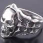 Sterling Silver Skull Bone Flame Biker Ring US sz 10.5