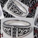 925 SILVER TRIBAL CELTIC MAORI GEM BIKER RING sz 10