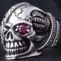 925 SILVER PIRATE SKULL GEM EYE BIKER KING RING 9.75