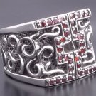 CUSTOM TRIBAL TATTOO GEMSTONE STERLING SILVER RING sz10