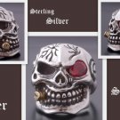 925 Silver 3D Skull Cigar Biker Pirate Ring US sz 10.25