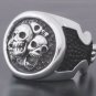 CUSTOM STERLING SILVER STINGRAY SKULL BIKER RING 11