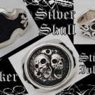 CUSTOM STERLING SILVER STINGRAY SKULL BIKER RING SZ 10