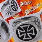 Sterling Silver Biker Maltese Cross Flame Ring sz 11.25