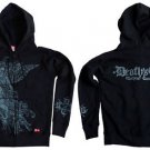 Death's End Black Angel Rebel Biker Hooded Sweatshirt