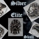 925 SILVER ELITE GEMSTONE SKULL BIKER RING US sz 10.25